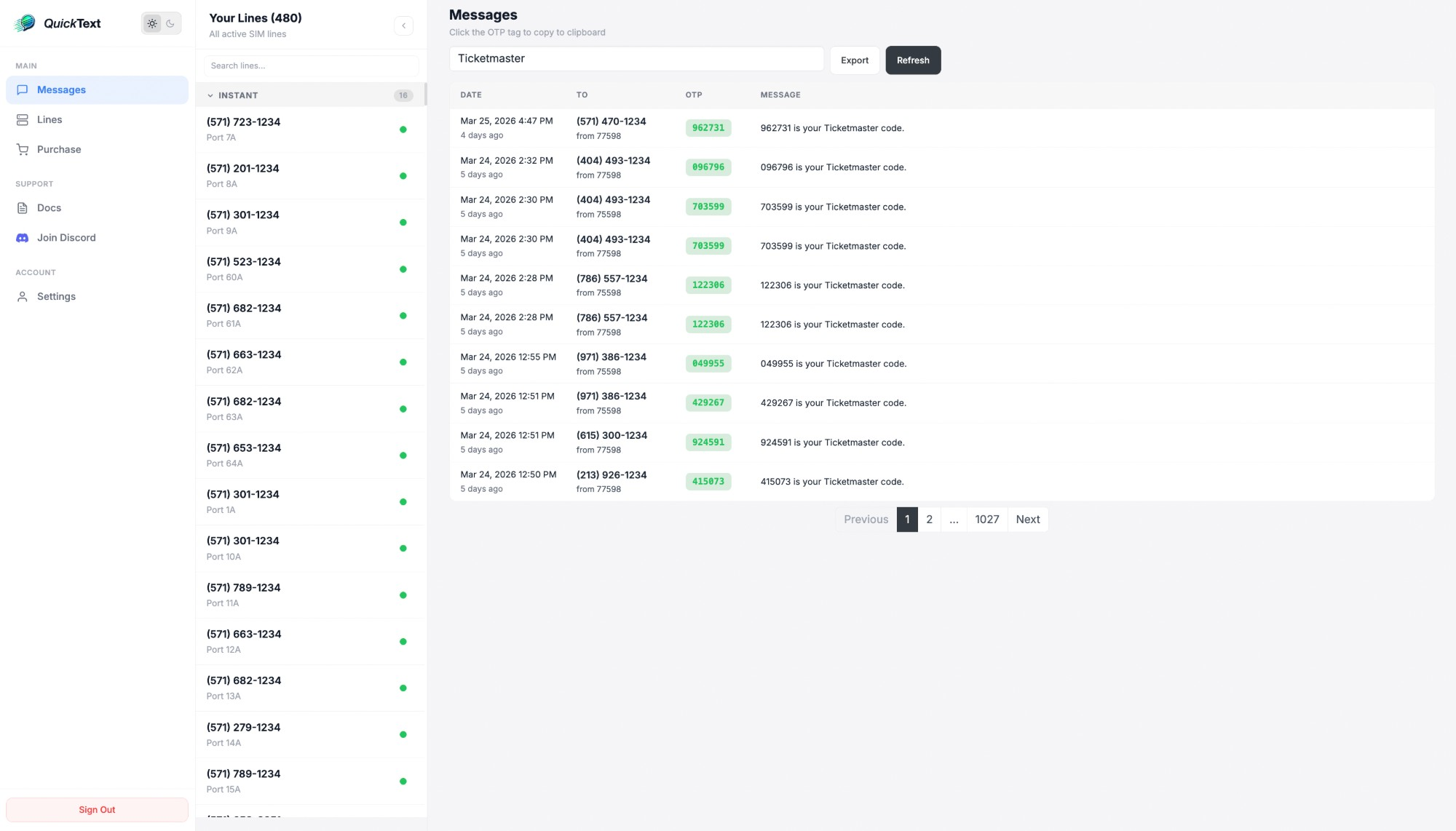 Quick Text Dashboard